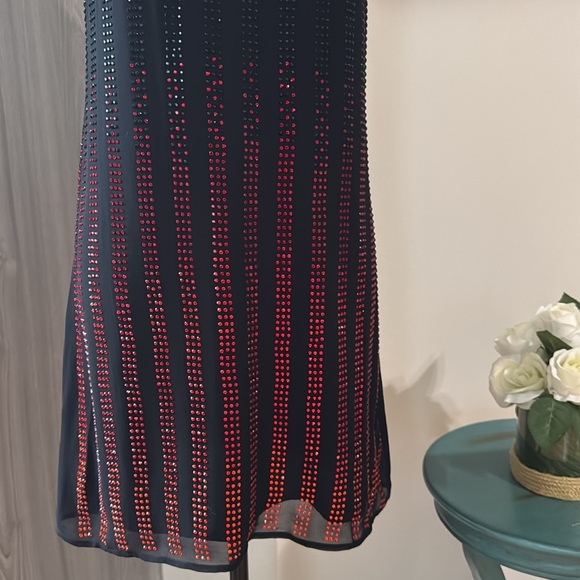 GUESS Marciano Women's Blk/Red Rhinestone Spaghetti Strap Slip Dress SZ S - Picture 3 of 6